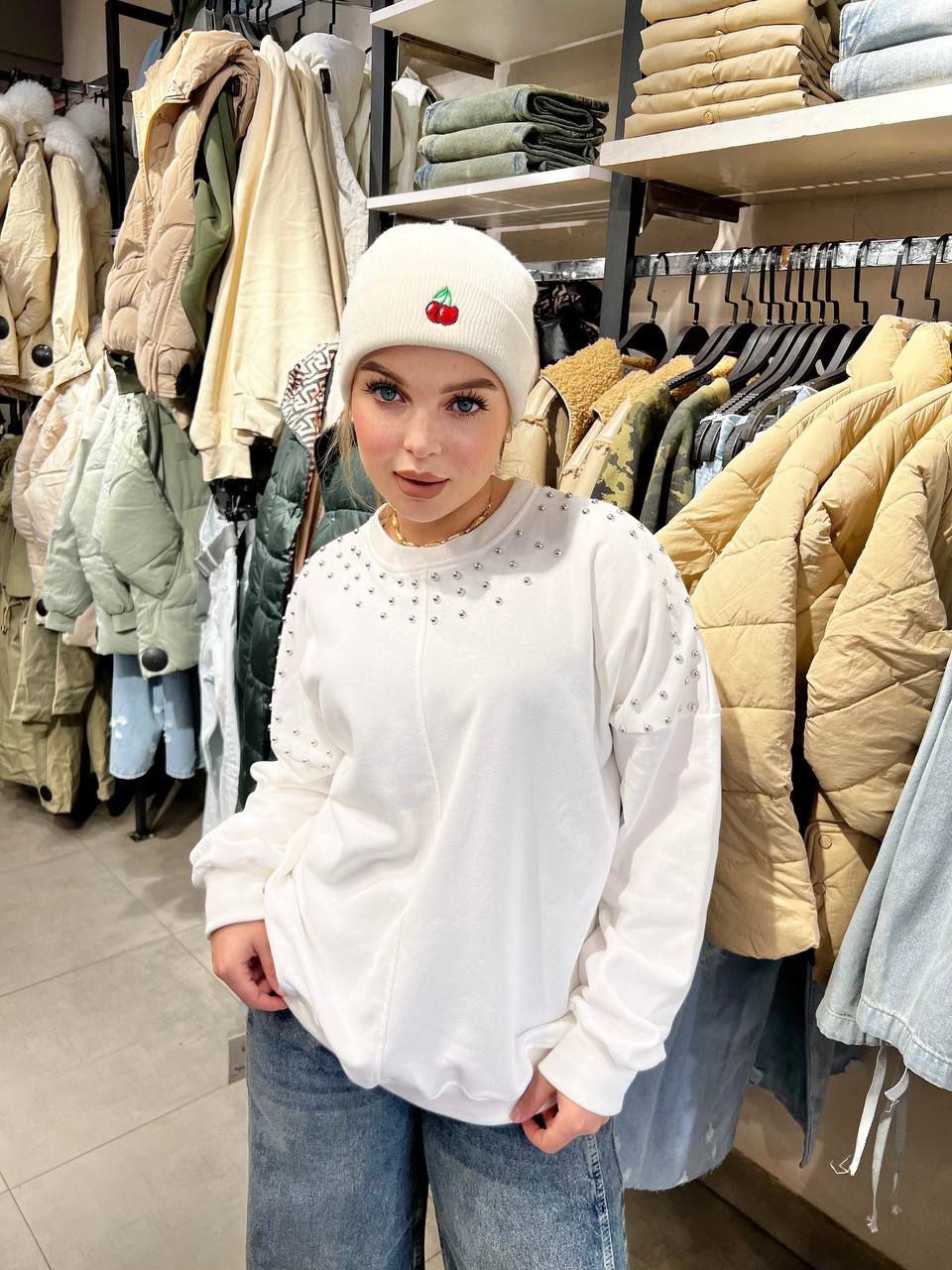 Sweatshirt - strass oversize