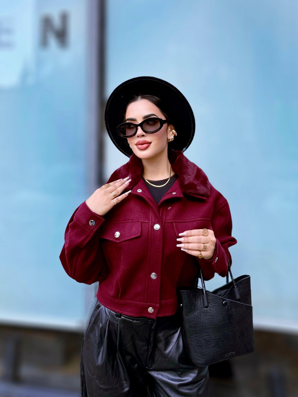 Broadcloth jacket -fur neck