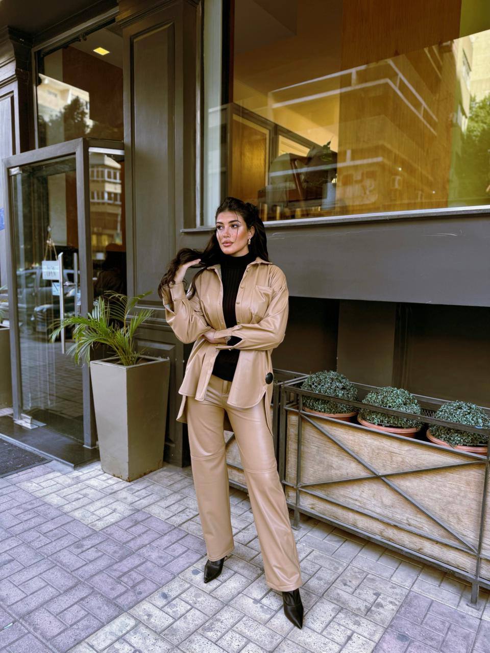 Leather Straight pant