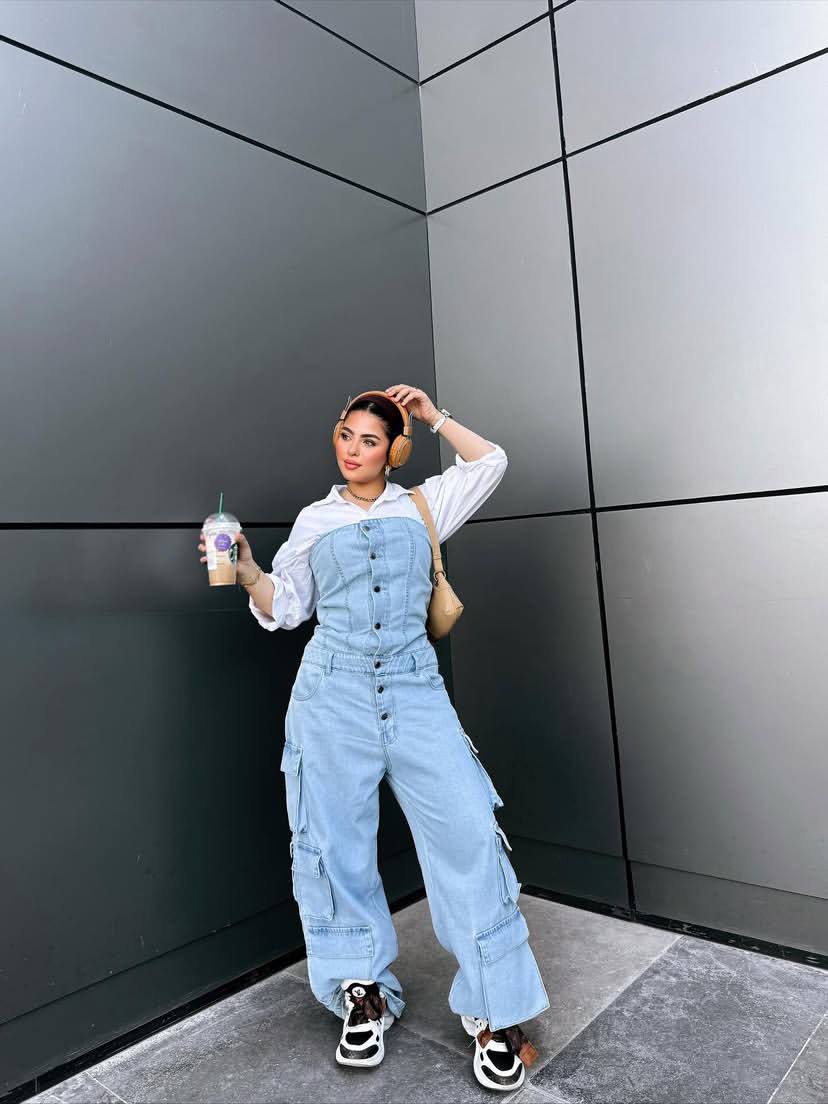 Denim jumpsuit- buttons