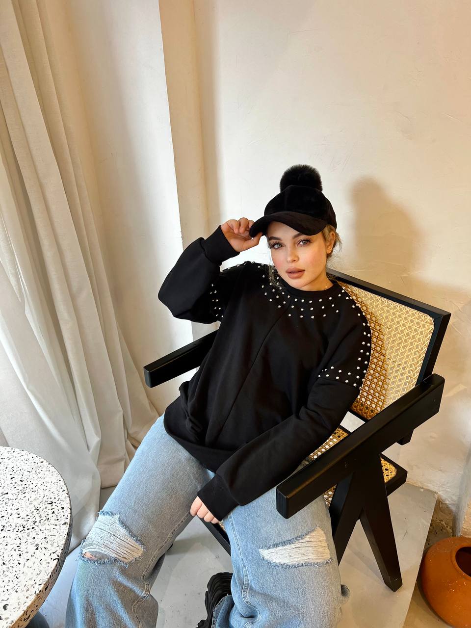 Sweatshirt - strass oversize