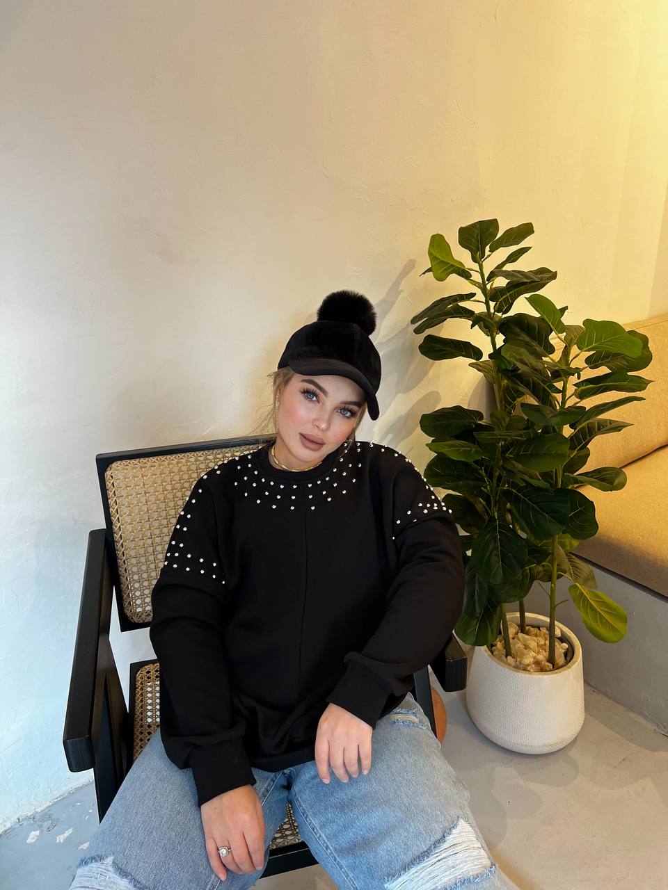 Sweatshirt - strass oversize