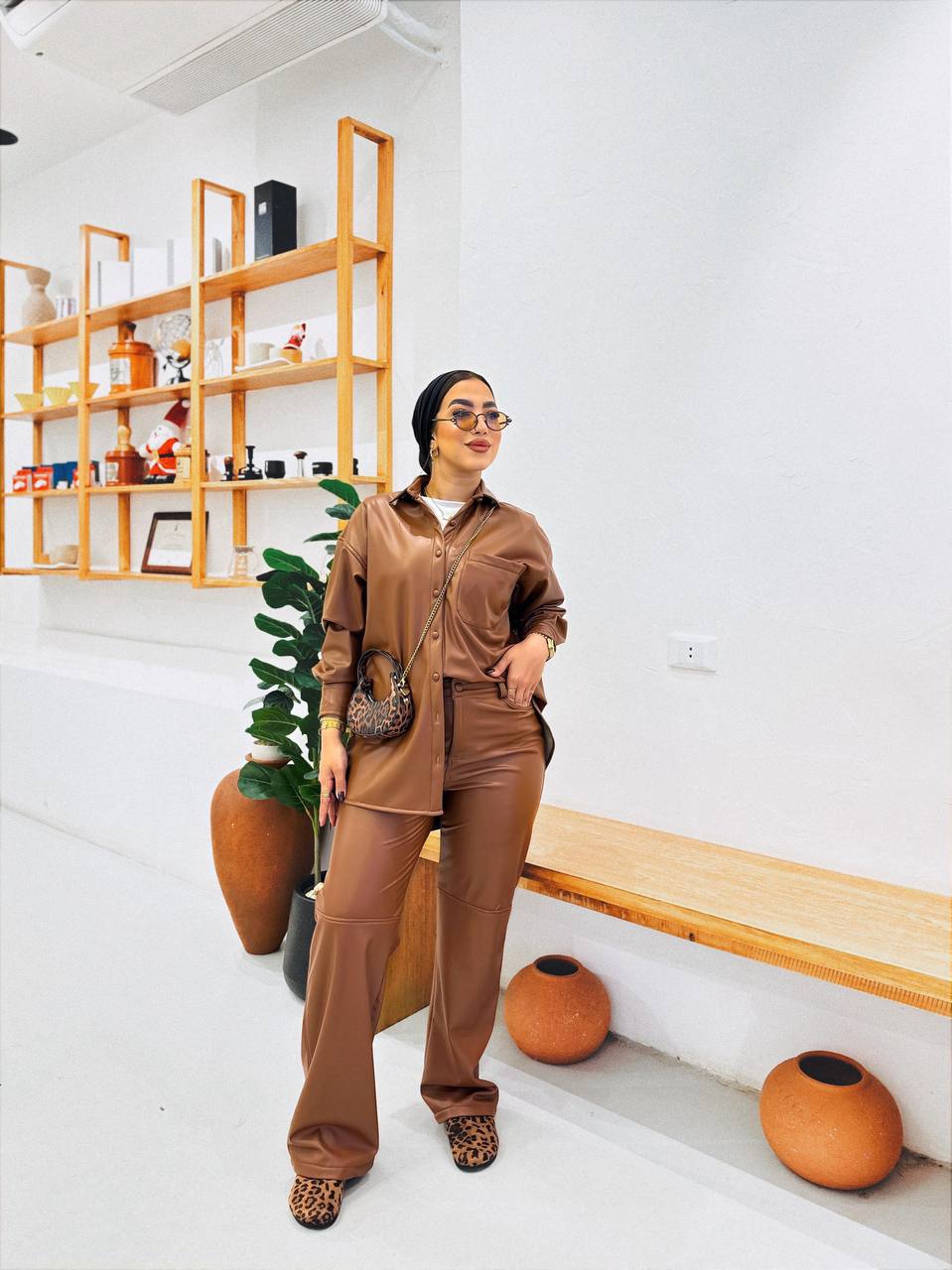 Leather Straight pant