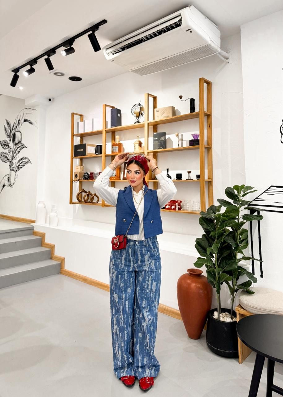 Denim cutting pant-wide leg