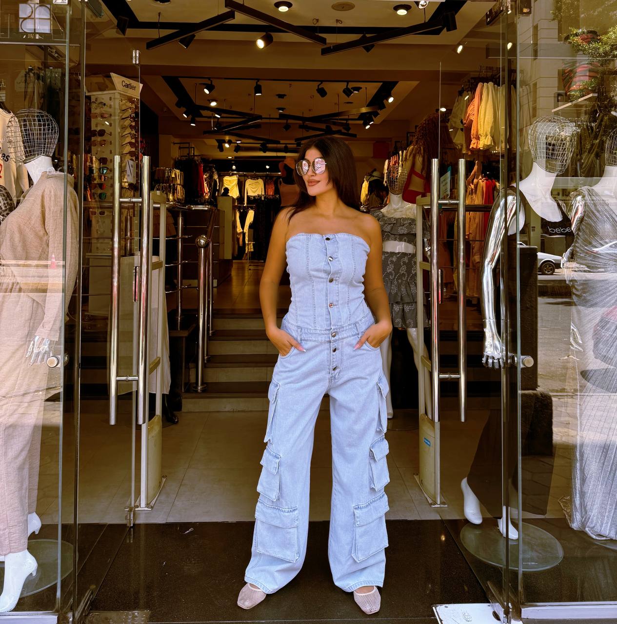 Denim jumpsuit- buttons