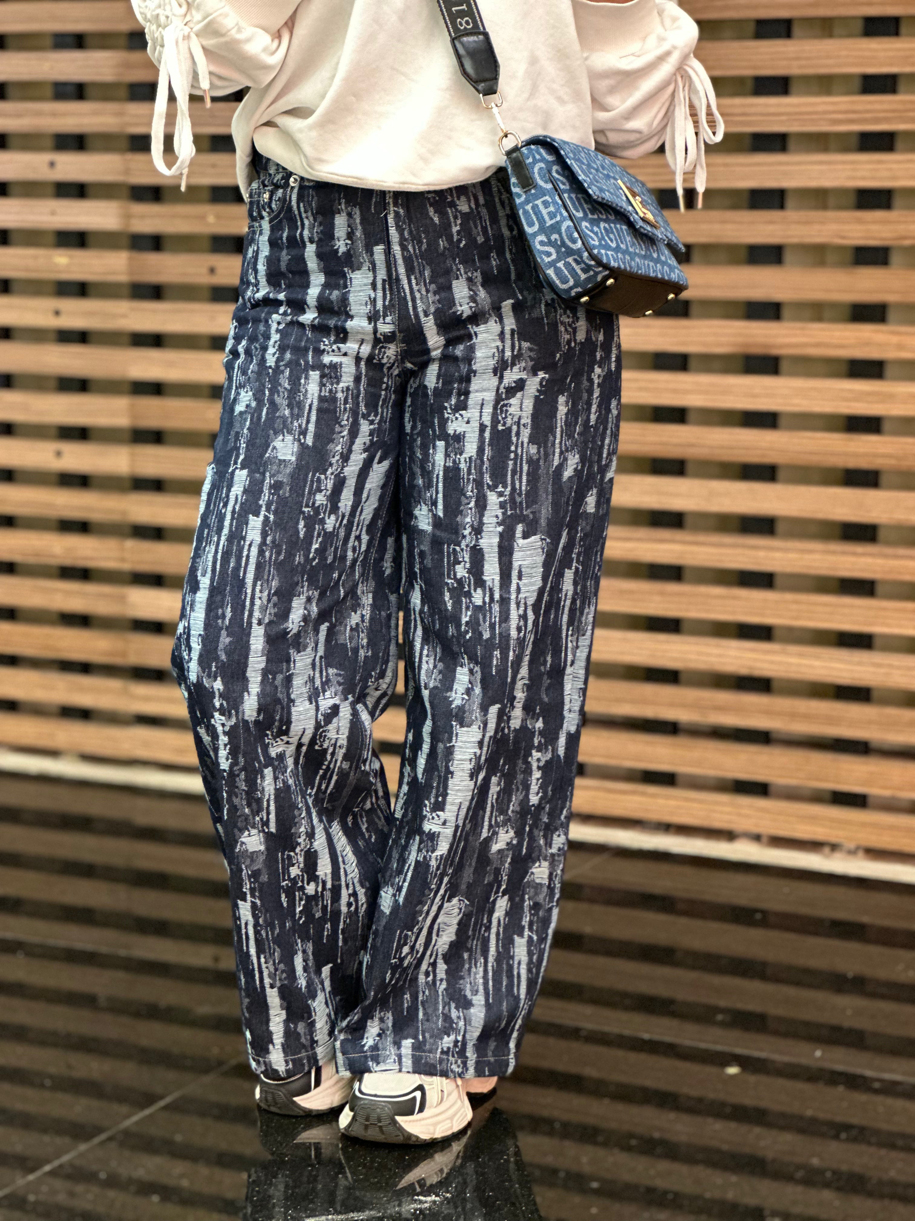 Denim cutting pant-wide leg
