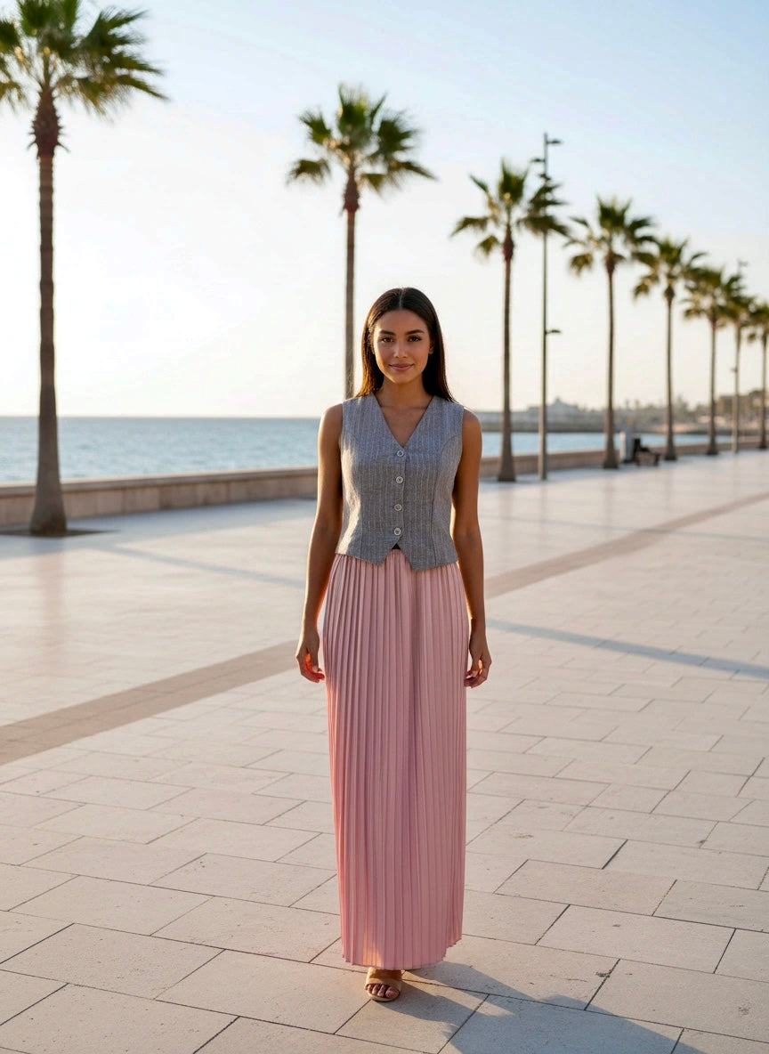 pleated long skirt
